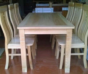 Bộ bàn ăn mặt đặc 6 ghế gỗ sồi