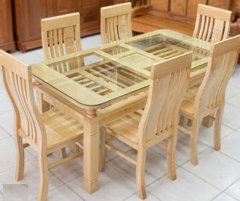 Bộ bàn ăn gỗ sồi tần bì 6 ghế 