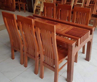 Bộ bàn ăn gỗ Xoan 6 ghế
