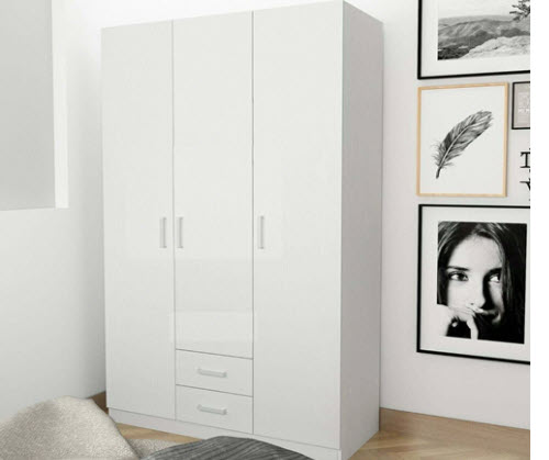 Tủ quần áo gỗ ép MDF rộng 120cm mầu trắng