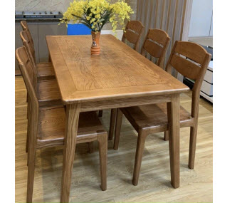 Bộ bàn ăn gỗ Sồi kết hợp gỗ teck đẹp tinh tế